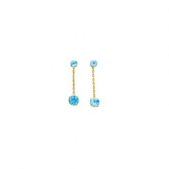 Boucles d'oreilles pendantes en or jaune 750/000 et aigues-marine CARADOR