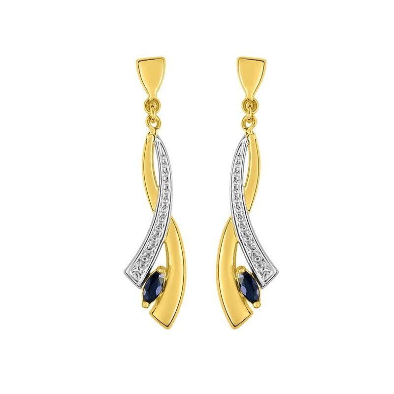 Boucles d'oreilles en or bicolore 750/000 et saphir CARADOR