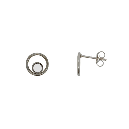 Boucles d'oreillles en acier argenté et son agate Amporelle