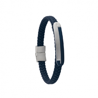 Bracelet acier  Jourdan Alfonso en cuir bleu UN 020 H