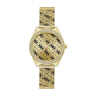 Montre logo 4G All Over Guess en acier doré W1279L2