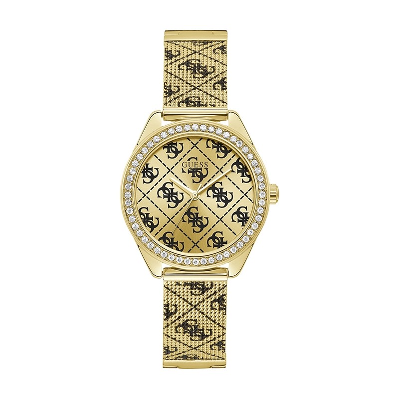 Montre logo 4G All Over Guess en acier doré W1279L2