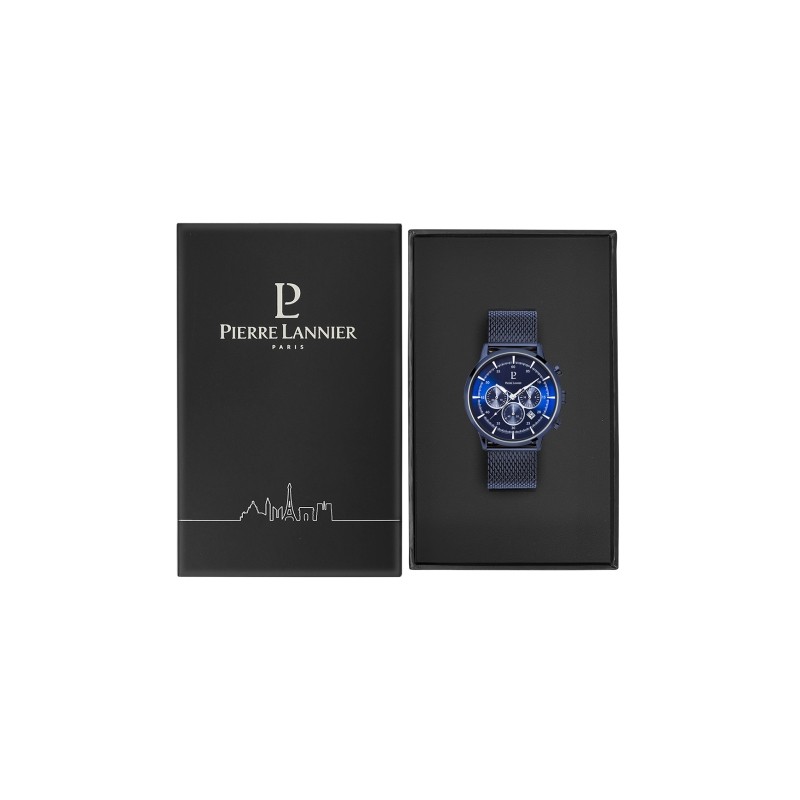 Montre Homme Pierre Lannier  multifonctions acier bleu 230D466