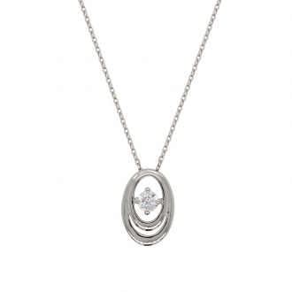 Collier spirales Carador en or blanc 375/000 et oxydes de zirconium