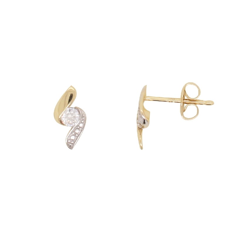 Boucles d'oreilles en or jaune 375/000 et son oxyde de zirconium