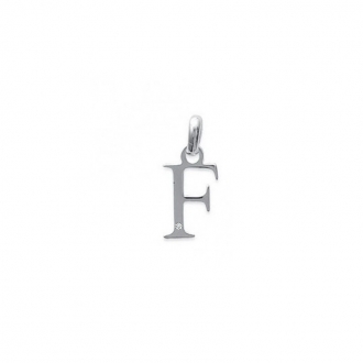 Pendentif initiale "F" argent 925/000 et Oxyde de zirconium CARADOR