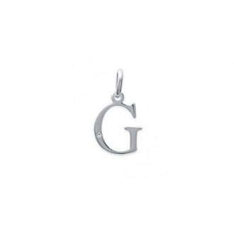 Pendentif initiale "G" argent 925/000 et Oxyde de zirconium CARADOR