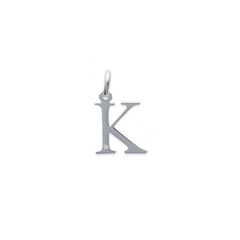 Pendentif initiale "K" argent 925/000 et Oxyde de zirconium CARADOR