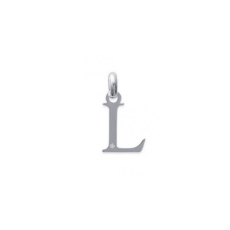 Pendentif initiale "L" argent 925/000 et Oxyde de zirconium CARADOR