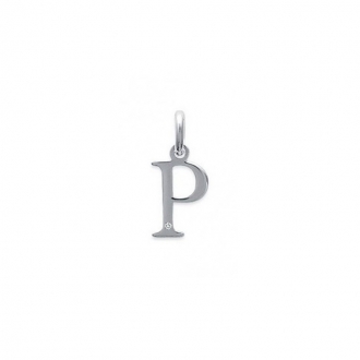 Pendentif initiale "P" argent 925/000 et Oxyde de zirconium CARADOR