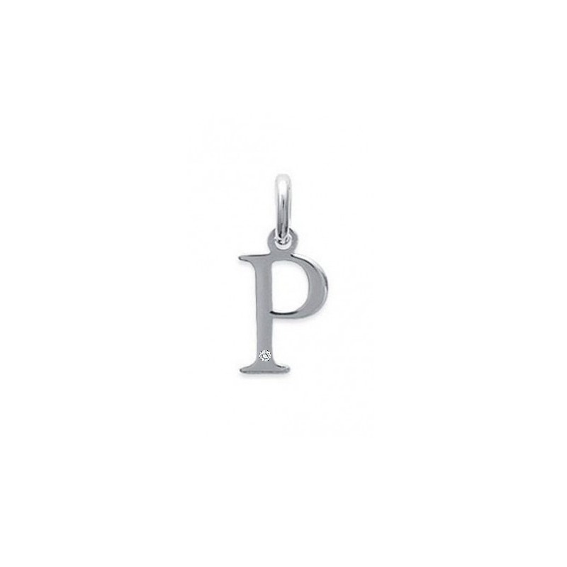 Pendentif initiale "P" argent 925/000 et Oxyde de zirconium CARADOR