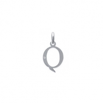 Pendentif initiale "Q" argent 925/000 et Oxyde de zirconium CARADOR