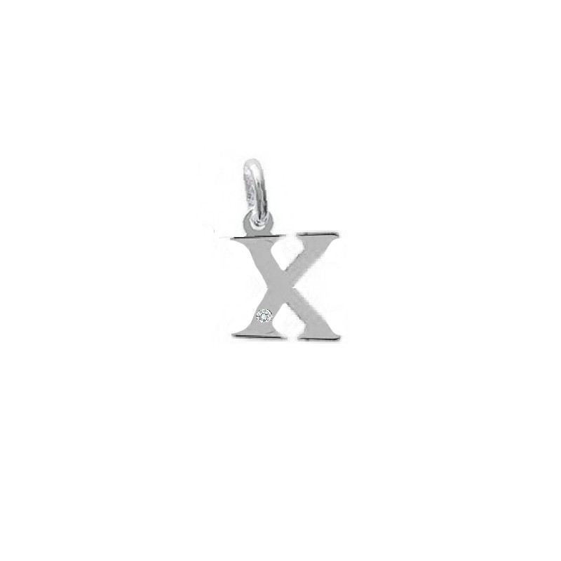 Pendentif initiale "X" argent 925/000 et Oxyde de zirconium CARADOR