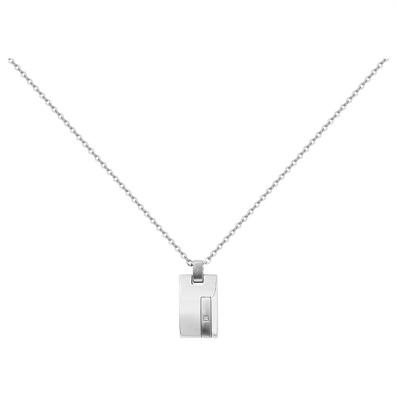 Collier Phebus acier argenté et diamants 75-0126