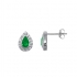 Boucles d'oreilles Carador joaillerie goutte argent 925/000, oxydes de zirconium et pierre verte