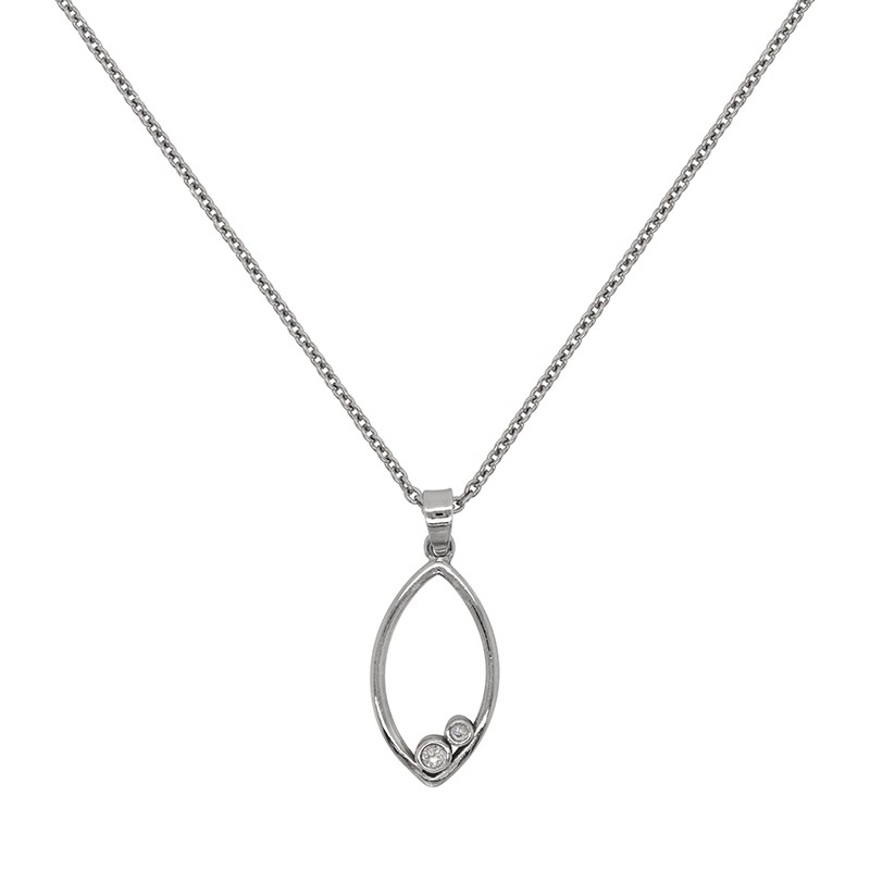 Collier pendentif pétale Carador en argent 925/000 et oxydes de zirconium