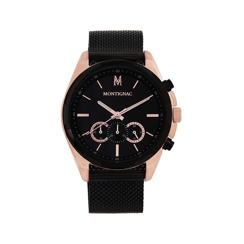 Montre Collection M Chrono Montignac acier noir et doré MOW153