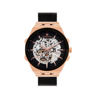 Montre Montignac collection M Automatique acier noir et doré rose MOW154