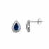 Boucles d'oreilles Carador joaillerie goutte argent 925/000, oxydes de zirconium et verre bleu