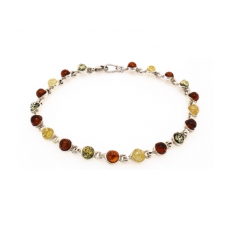 Bracelet ambre multicolore Carador en argent 925/000