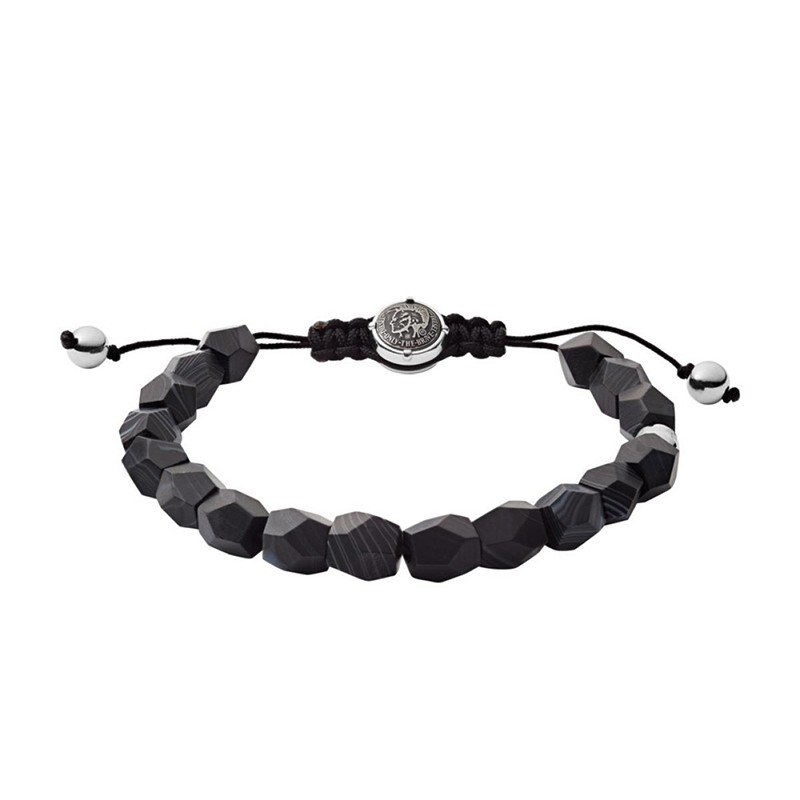 Bracelet Diesel en acier et perle d'agate noir  DX1134040