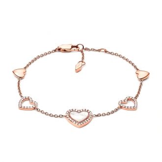 Bracelet Hearts To You Fossil acier doré rose et nacre JF03458791