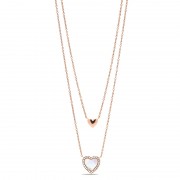 Collier Hearts To You Fossil acier doré rose et nacre JF03459791 Collier Hearts To You Fossil acier doré rose et nacre JF03459791