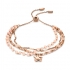 Bracelet multi-rangs Beach Girl Fossil acier doré rose et pierres de lune JF03518791