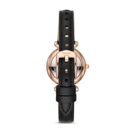 Montre Femme Fossil Mini Carlie acier cuir noir ES4700