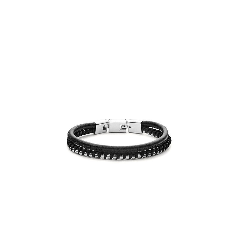 Bracelet Fossil JF03438040 à plusieures rangées et en acier inoxydable