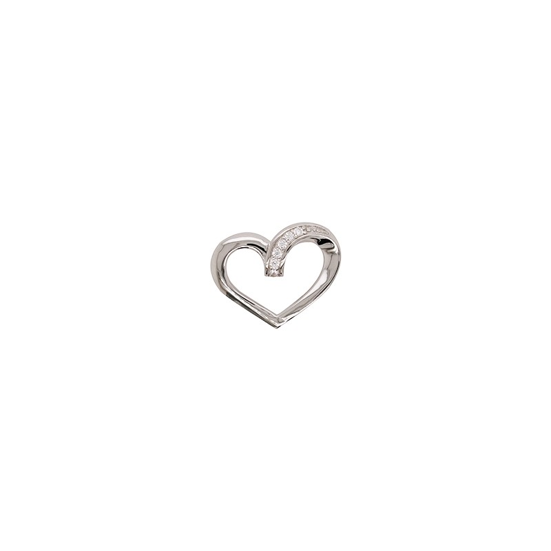 Pendentif coeur en argent et oxyde de zirconium 9789C 