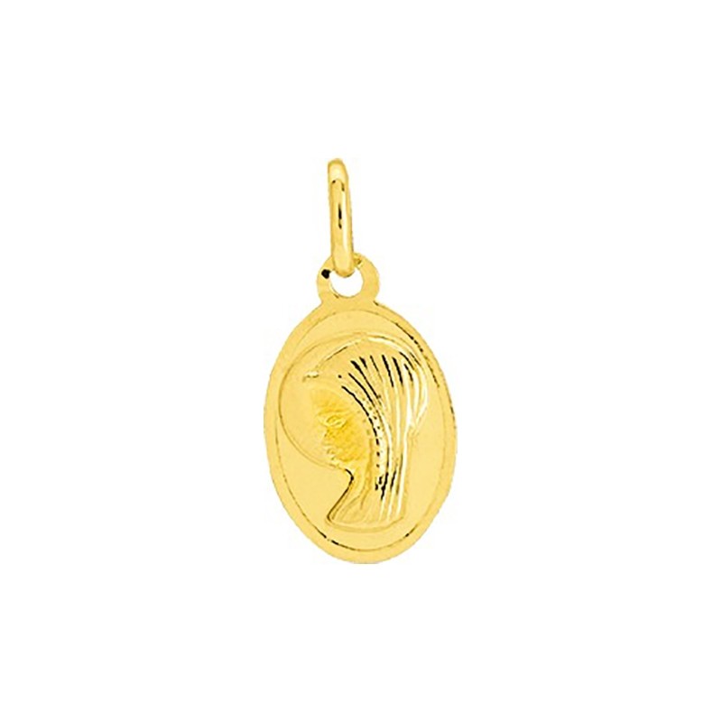 Médaille ovale Carador vierge en or jaune 375/000