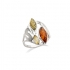 Bague Carador argent 925/000ème 3 couleurs ambre cognac/miel/verte