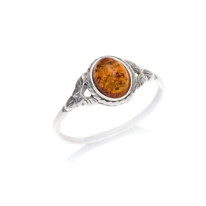 Bague CARADOR argent 925/000 et ambre forme ronde