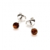 boucles d'oreilles perle d'ambre couleur cognac en argent 925/000, 8 mm