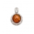 Pendentif en argent 925/000 et ambre couleur cognac Carador