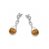 boucles d'oreilles pavé rond d'ambre couleur cognac en argent 925/000