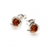 boucles d'oreilles d'ambre couleur cognac en argent 925/000