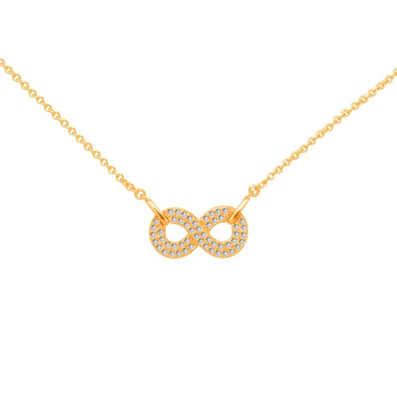 COLLIER P/OR SYMBOLE INFINI OXYDES BLANC