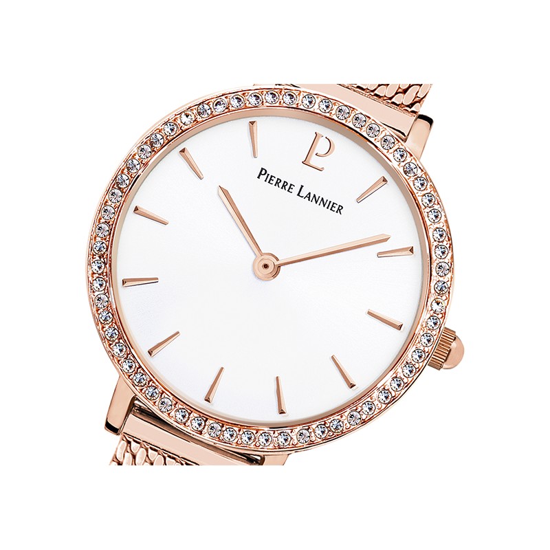 Montre acier milanais doré rose Pierre Lannier 