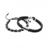 Duo de bracelets noirs cuir et agate Diesel