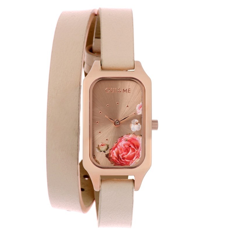 Montre double bracelet cuir beige Oui and Me collection Finette