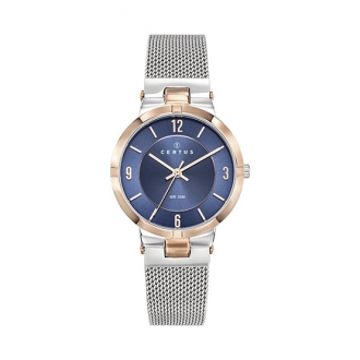 montre femme Certus acier doré bracelet argenté milanais 