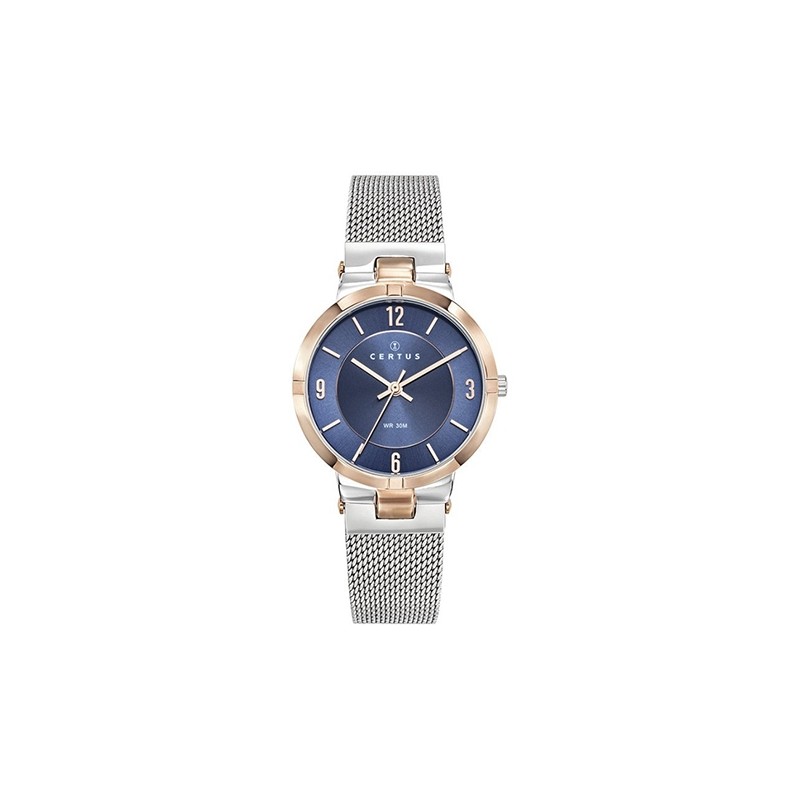 montre femme Certus acier doré bracelet argenté milanais 