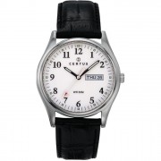 montre homme Certus acier argenté bracelet cuir noir montre homme Certus acier argenté bracelet cuir noir