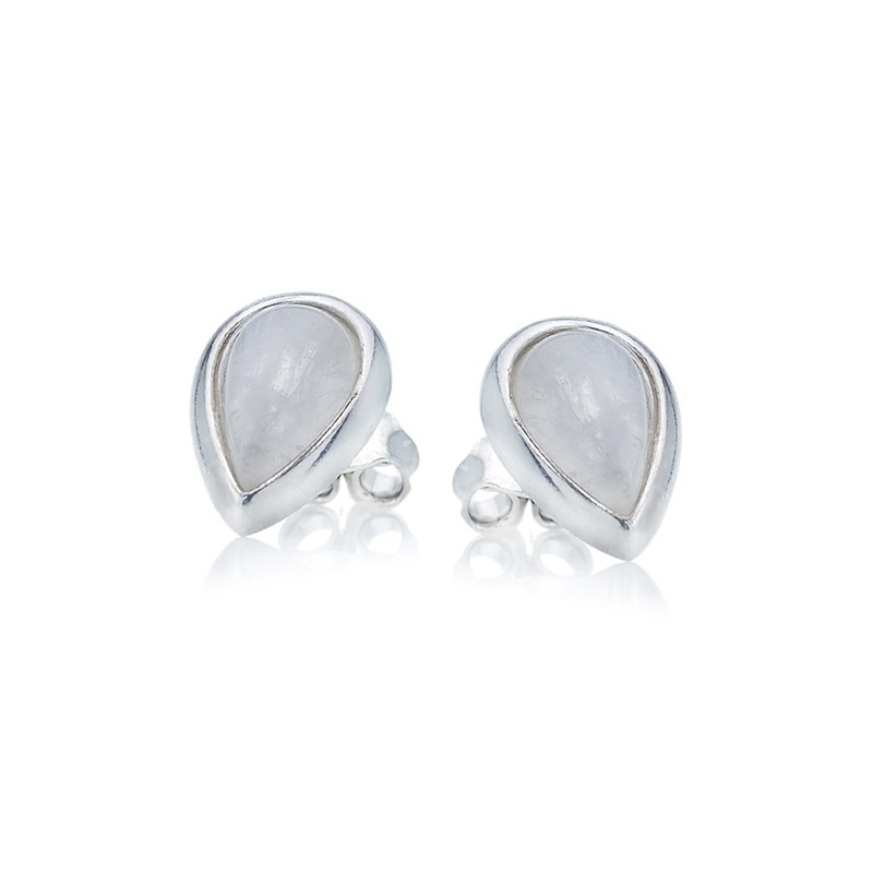 Boucles d'oreilles en argent 925/000 rhodié et pierre de lune