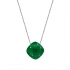 Collier argent 925/000 rhodié avec motif forme coussin en calcédoine verte