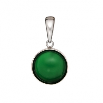 Pendentif en argent 925/000 et agate naturelle teintée verte 