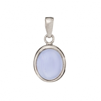 Pendentif en argent 925/000 rhodié et agate bleue