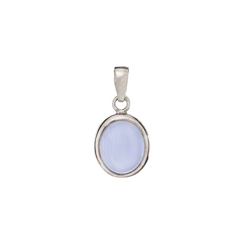 Pendentif en argent 925/000 rhodié et agate bleue